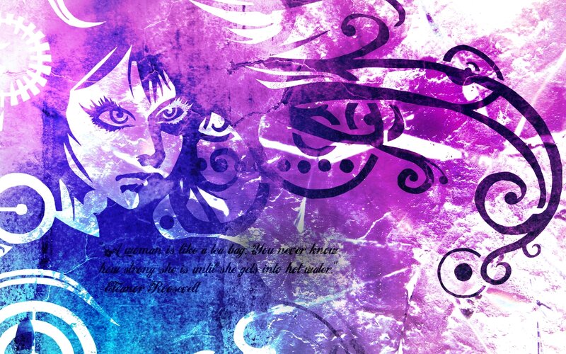 purple art with woman quote