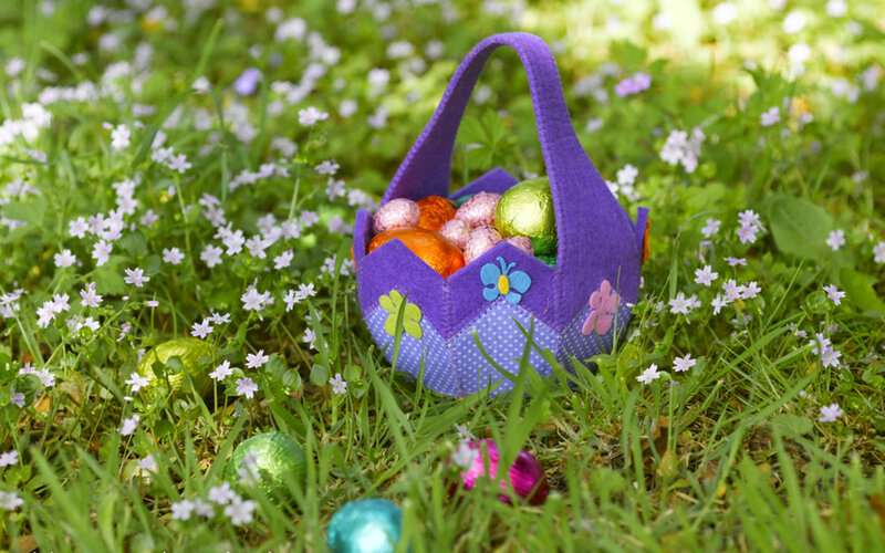 Purple Basket with Eggs