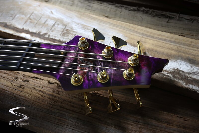 Purple Bass Guitar Headstock