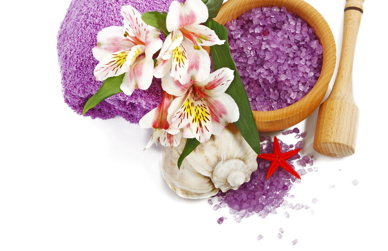 Purple Bath Salts and Flowers