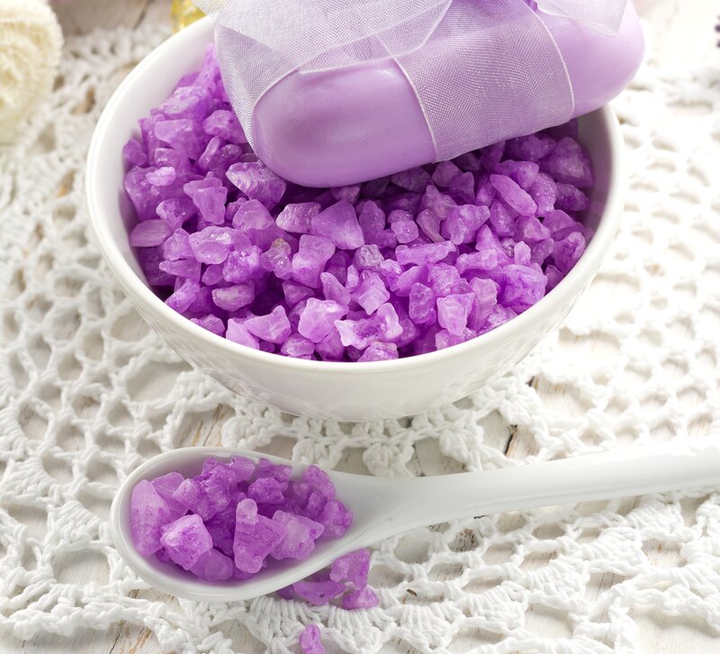 Purple Bath Salts in Bowl — Calm