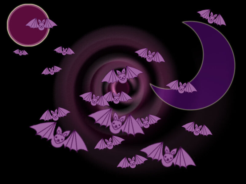 Purple Bats Flying