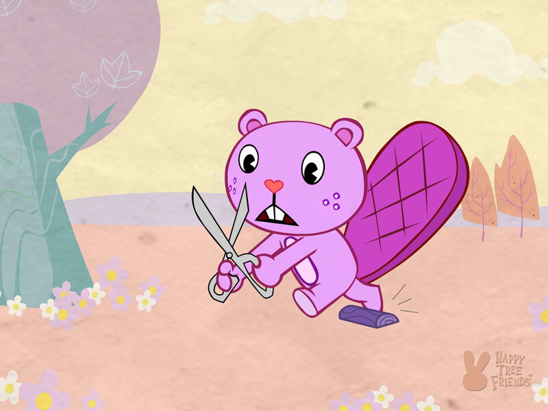 Purple Beaver Holding Scissors