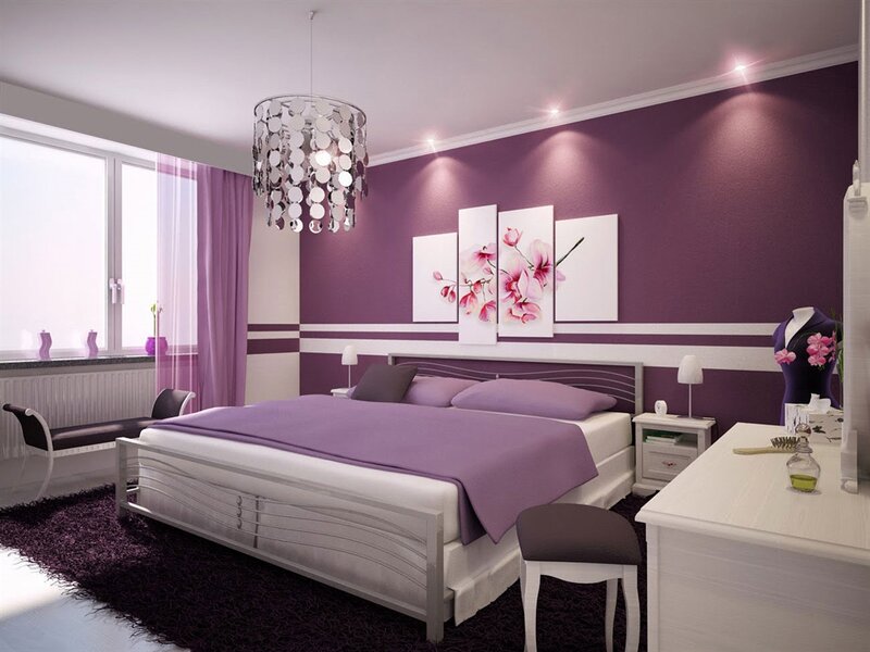 Purple Bedroom Interior — Modern