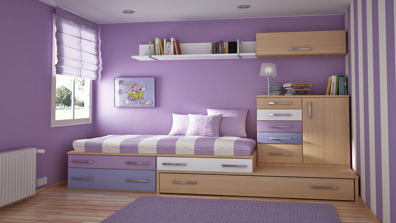 Purple Bedroom with Bed — Calm