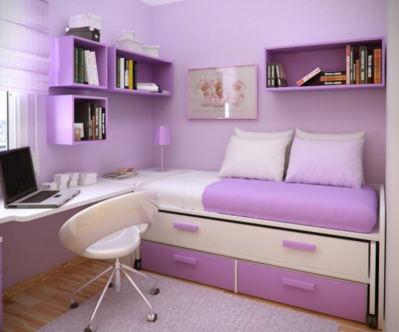 Purple Bedroom with Bed