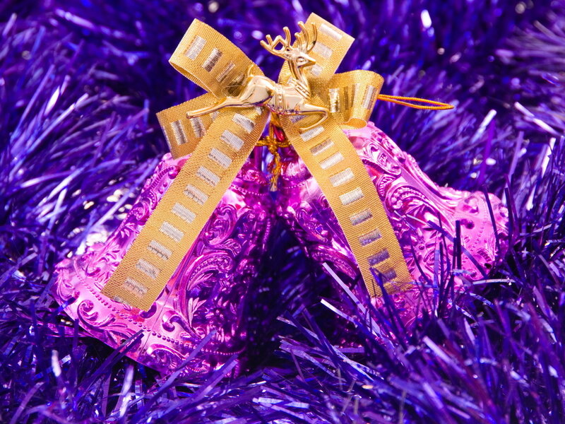 Purple Bells with Gold Bow
