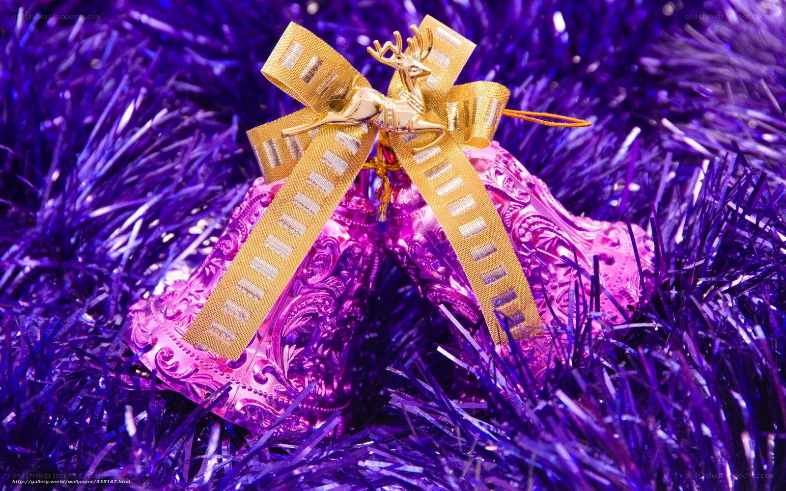 purple bells with golden bow