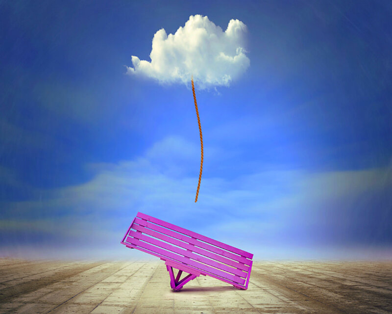Purple Bench under Cloud