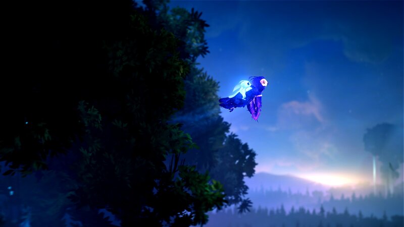 Purple Bird Flying — Blue, Serene
