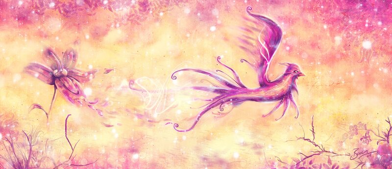 Purple Bird Flying