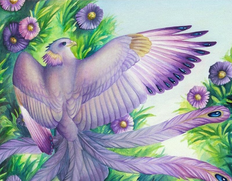 Purple Bird in Flight