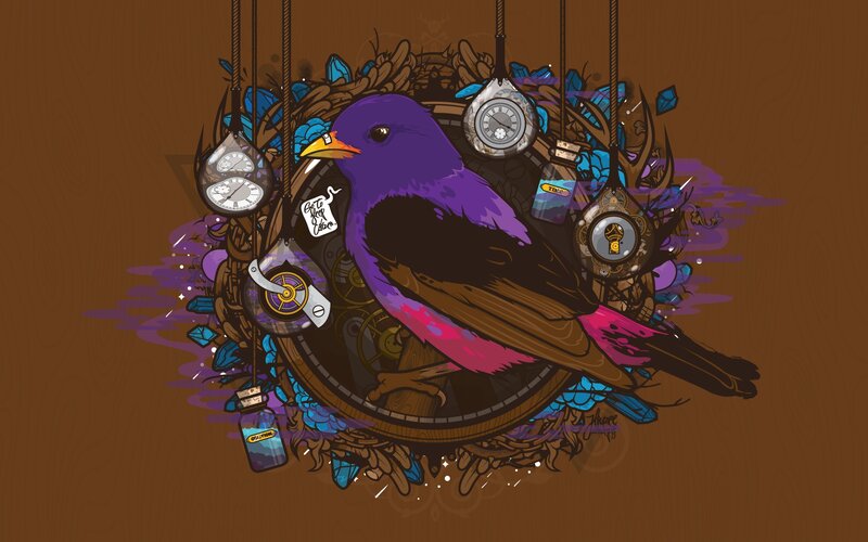 Purple Bird in Nest