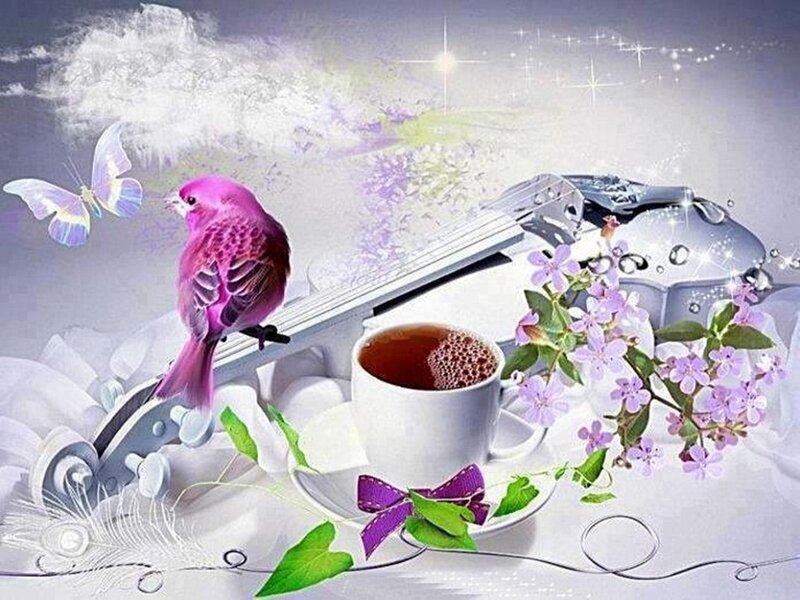 Purple Bird on Violin — Serene