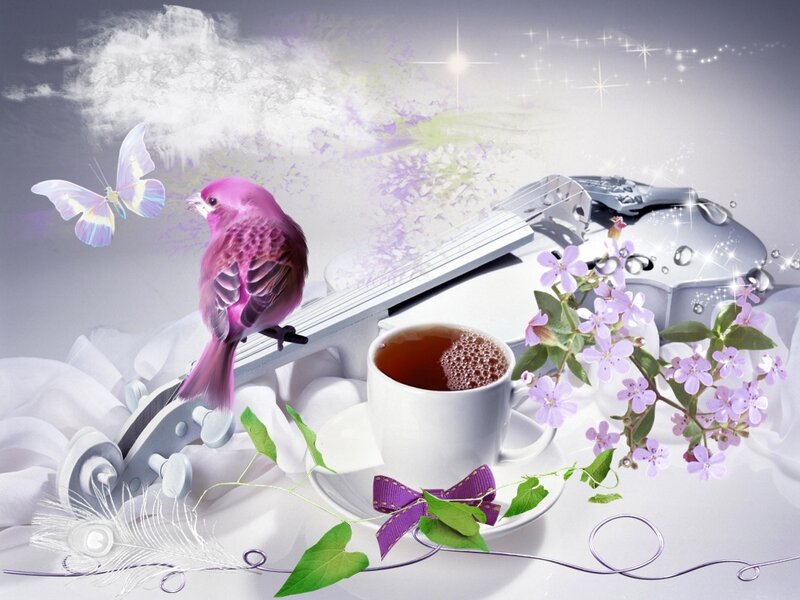 Purple Bird on Violin