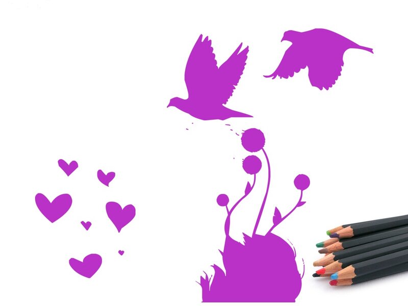 Purple Bird Silhouettes