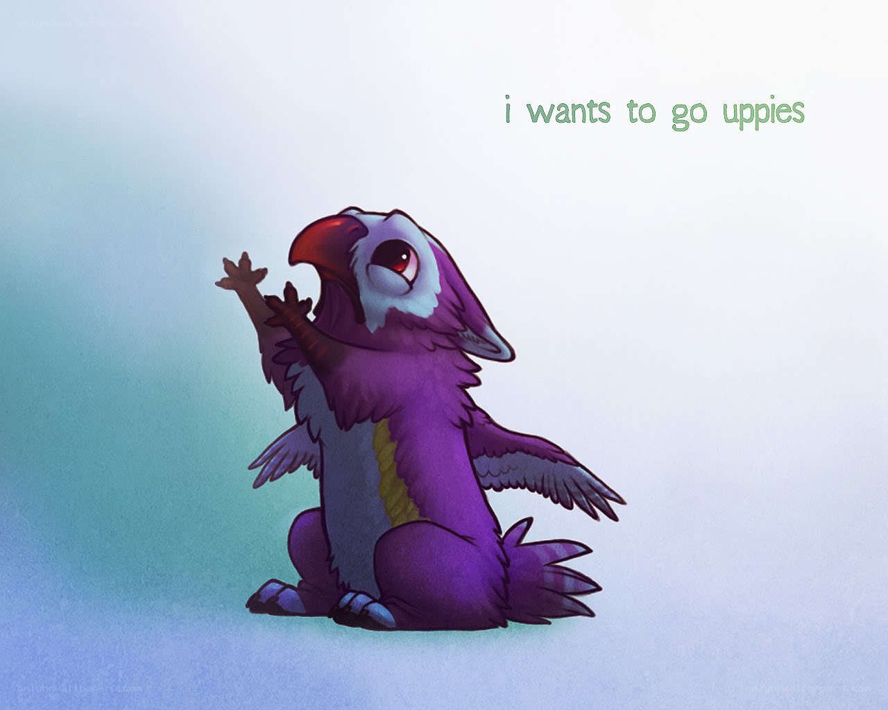 purple bird wants to go up