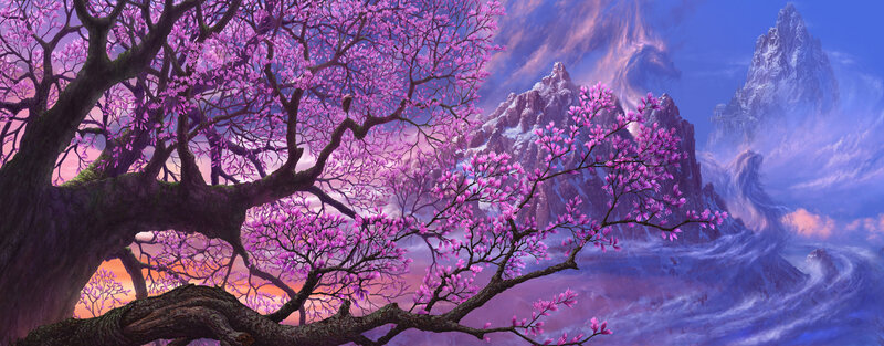 purple blossom tree landscape