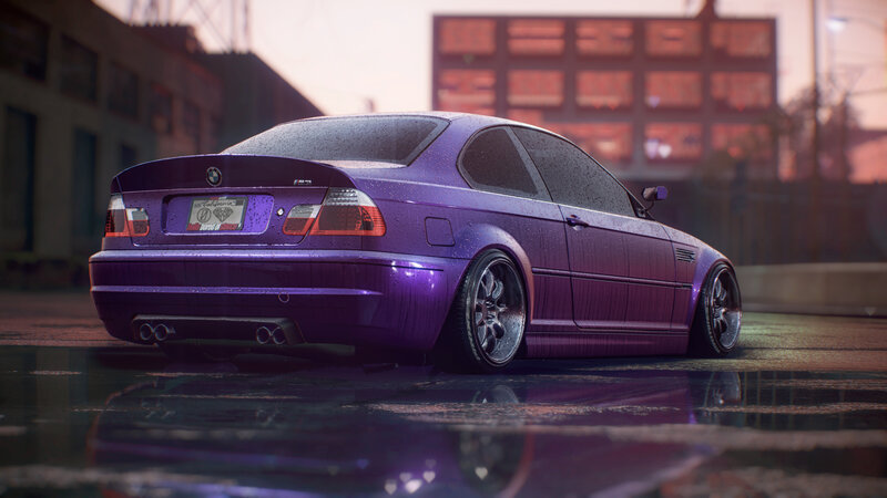Purple BMW Coupe — Dramatic, Sunset
