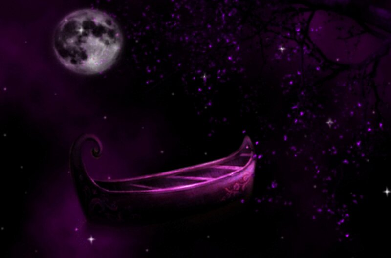 Purple Boat under Moon