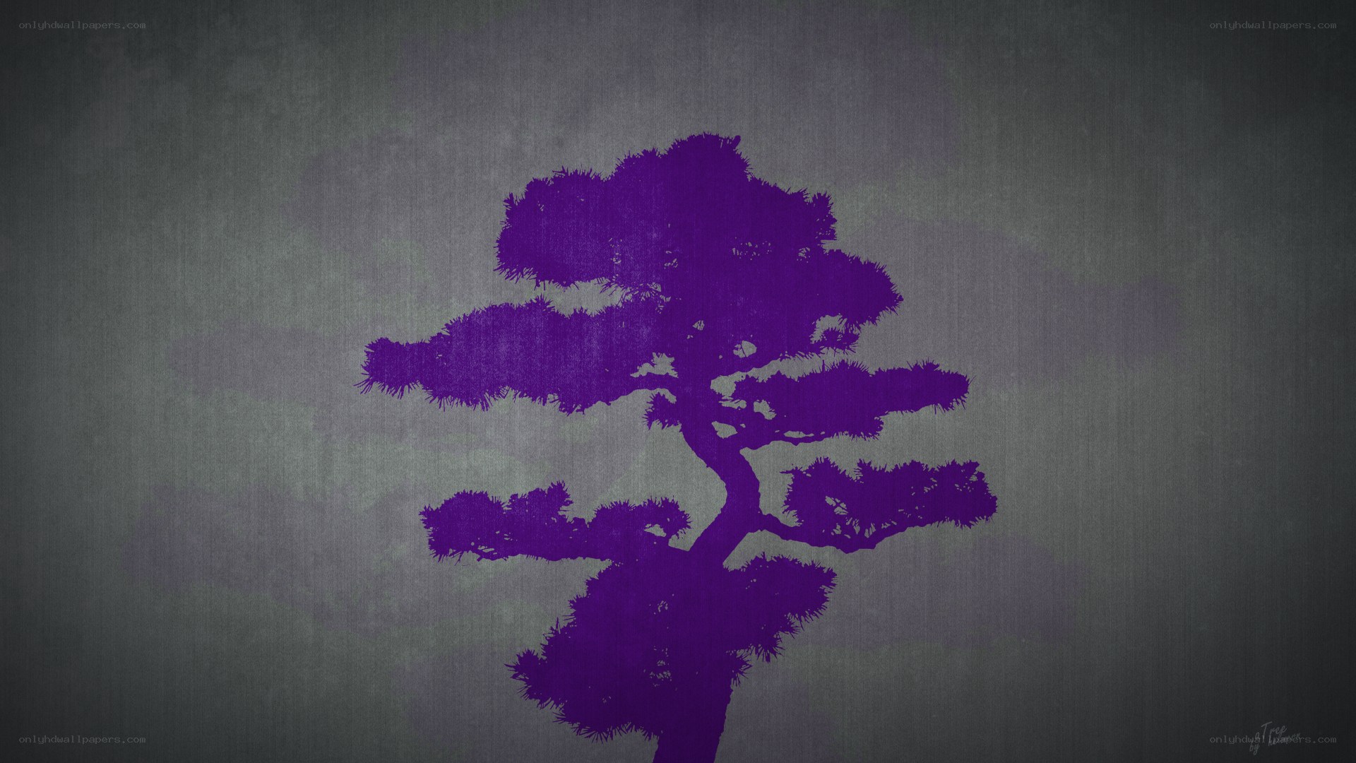 purple bonsai tree silhouette