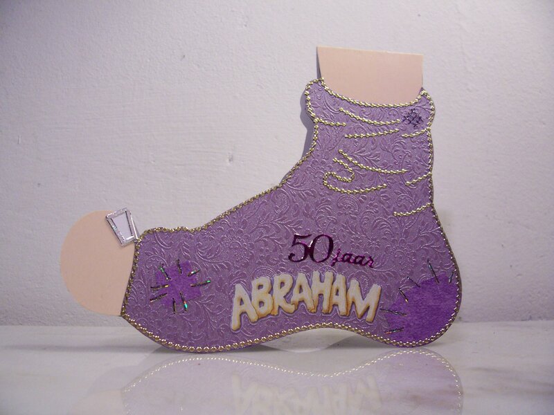 Purple boot card for Abraham