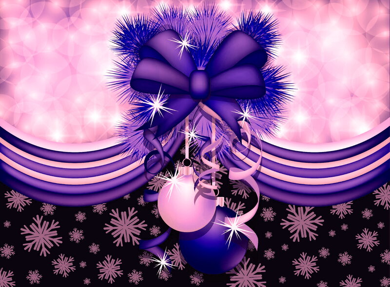 Purple Bow with Ornaments