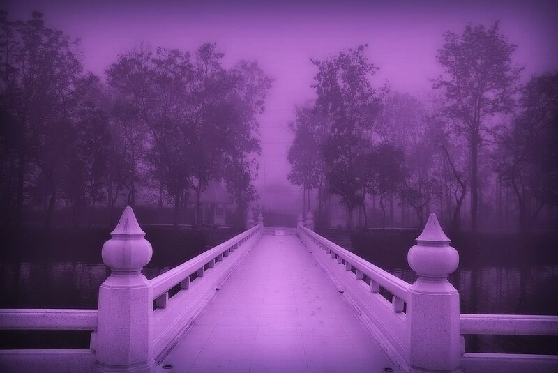 Purple Bridge in Fog