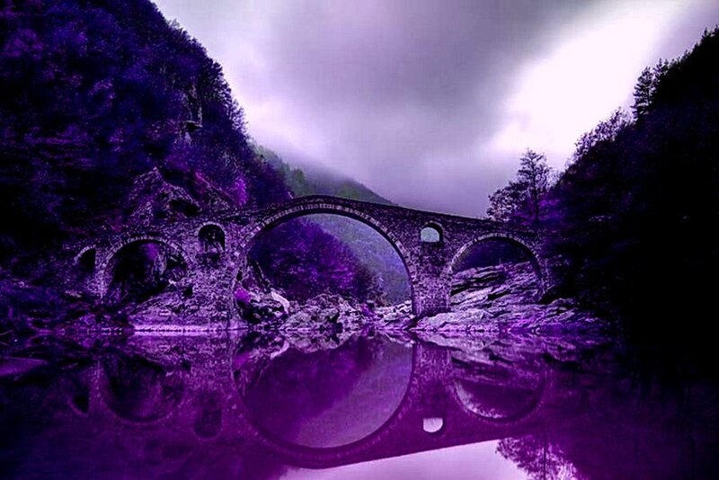 Purple Bridge Over River
