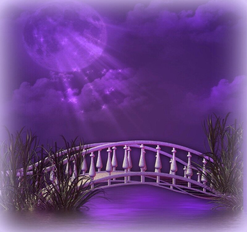Purple Bridge over Water