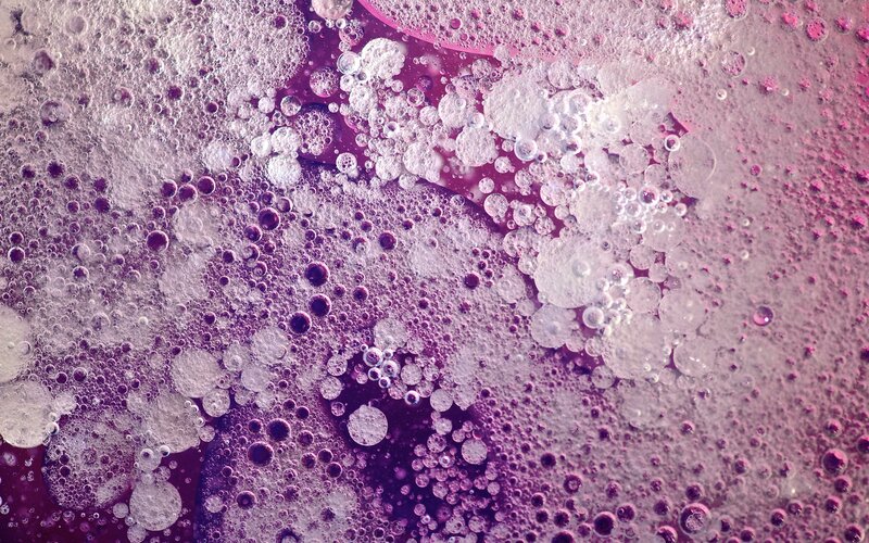 purple bubbles in liquid