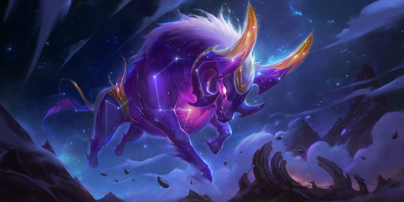 Purple Bull with Glowing Horns