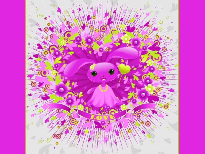 purple bunny love design