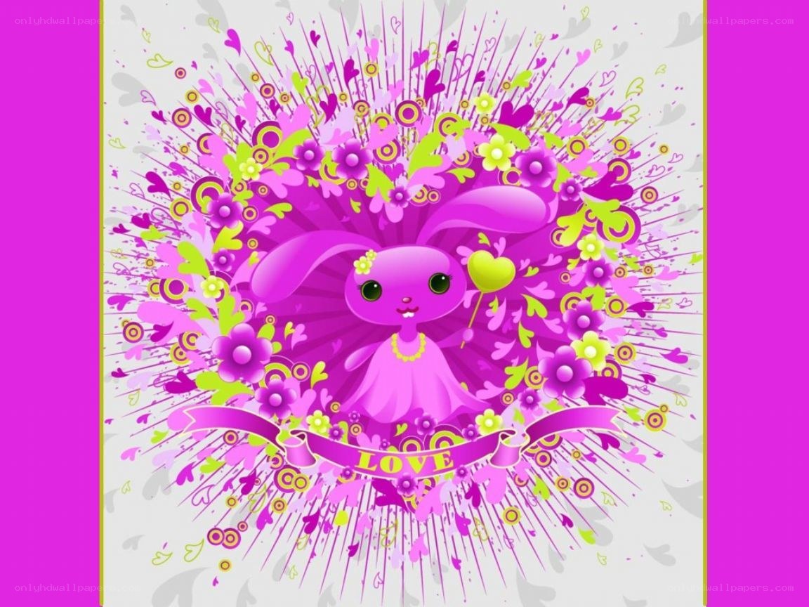 purple bunny love design