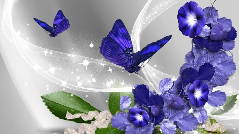Purple Butterflies and Flowers — Dreamy