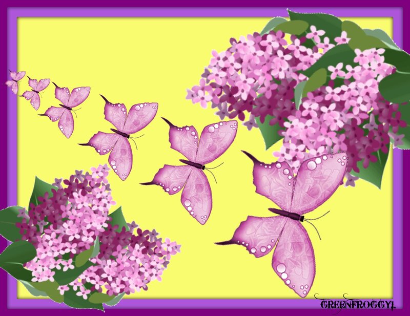 Purple Butterflies and Lilacs — Yellow