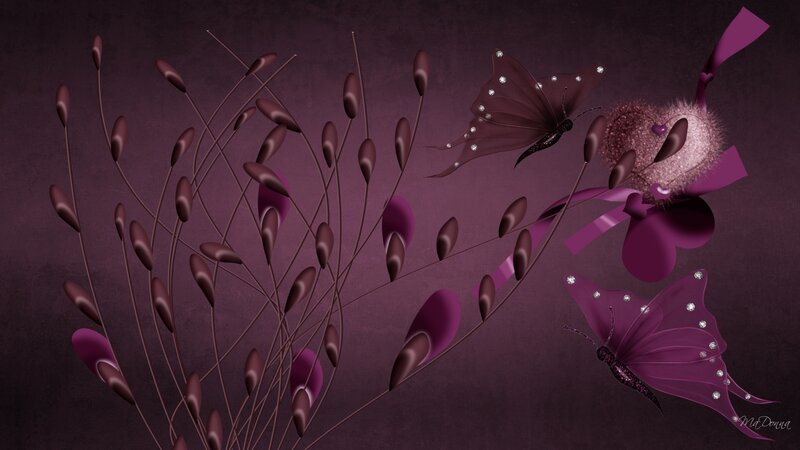 Purple Butterflies and Plants