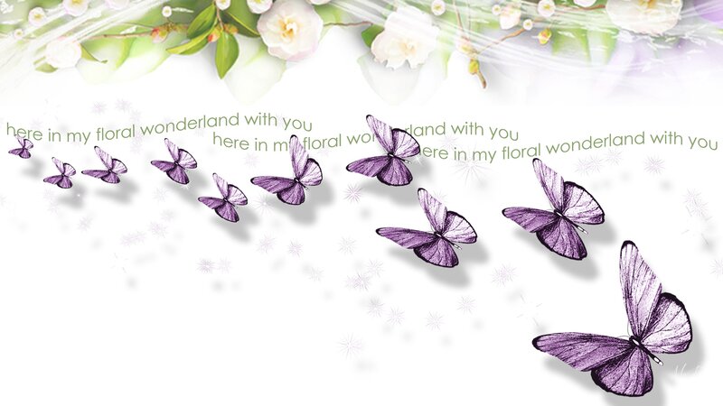 Purple Butterflies Flying — Serene, Digital Art