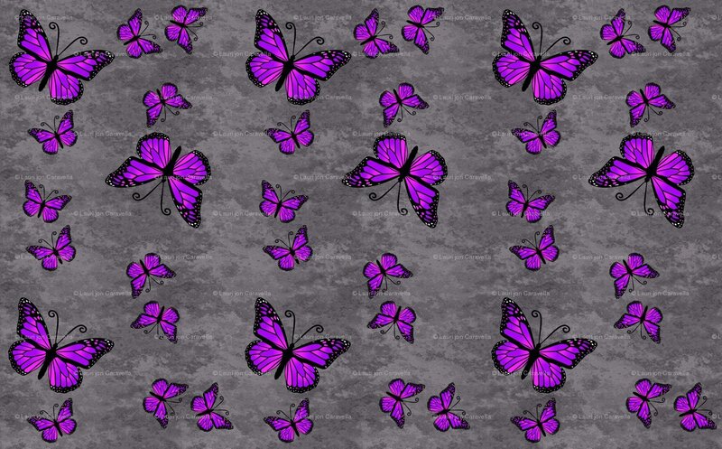 Purple Butterflies on Gray