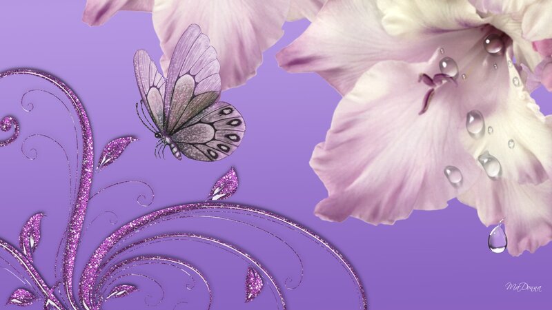 Purple Butterfly and Flower