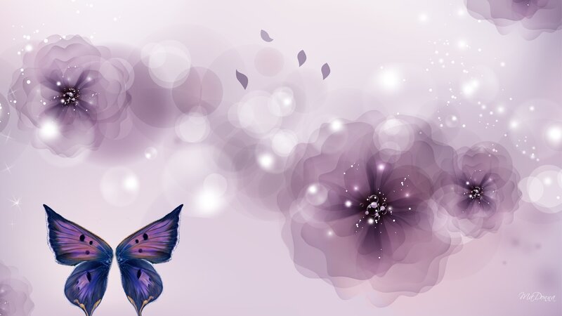 Purple Butterfly and Flowers — Dreamy