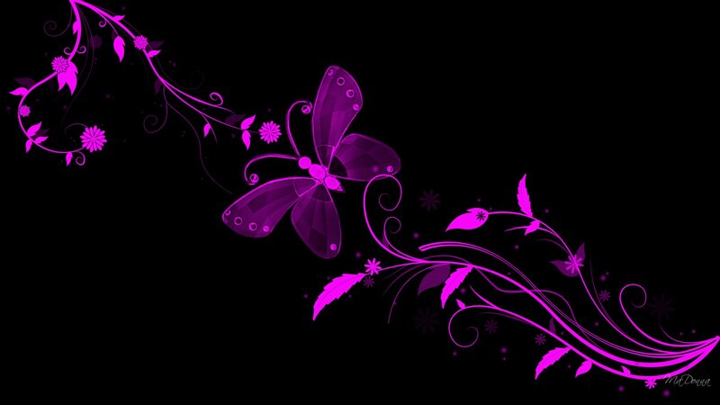 Purple Butterfly and Vines — Elegant