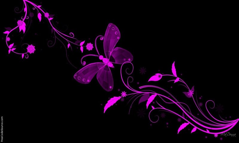 Purple Butterfly and Vines