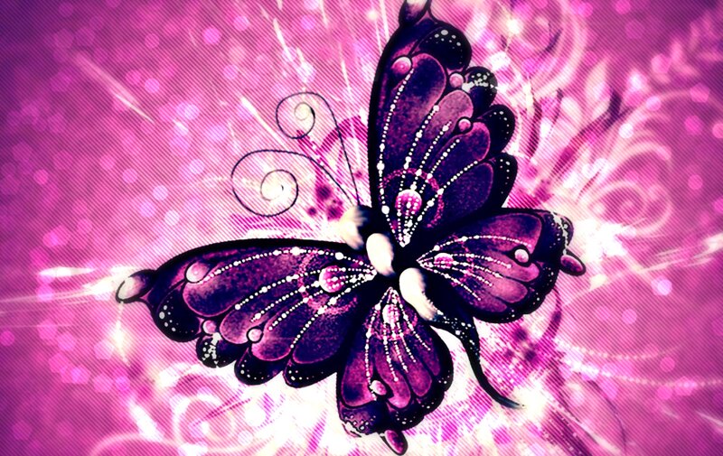Purple Butterfly — Dreamy, Digital Art, Bokeh