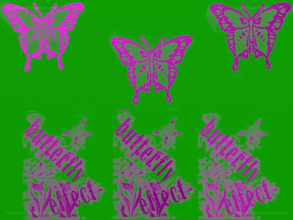 purple butterfly graphics on green