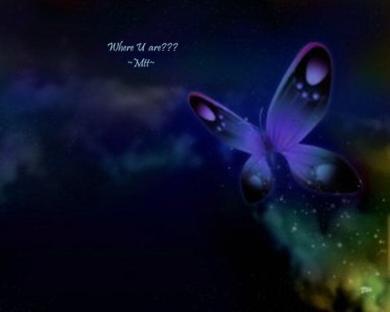 Purple butterfly in space