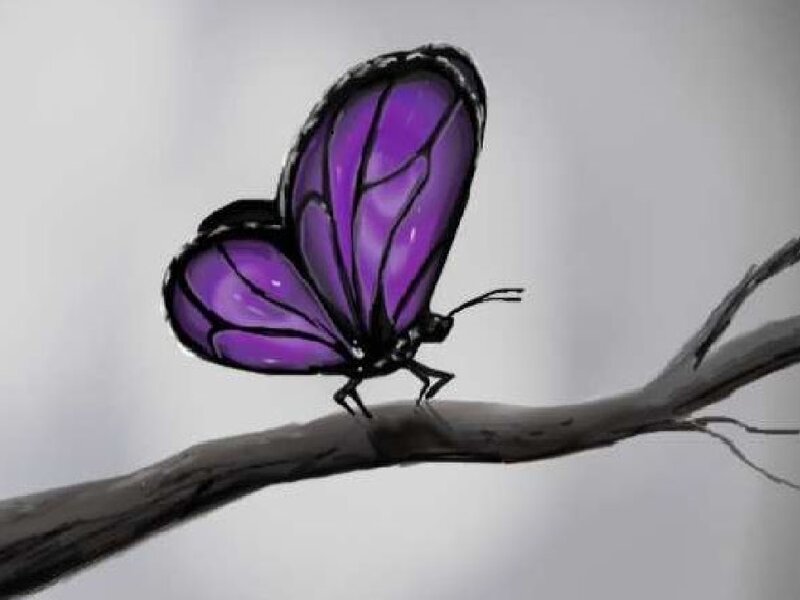 Purple Butterfly on Branch — Calm