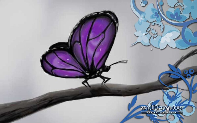Purple Butterfly on Branch