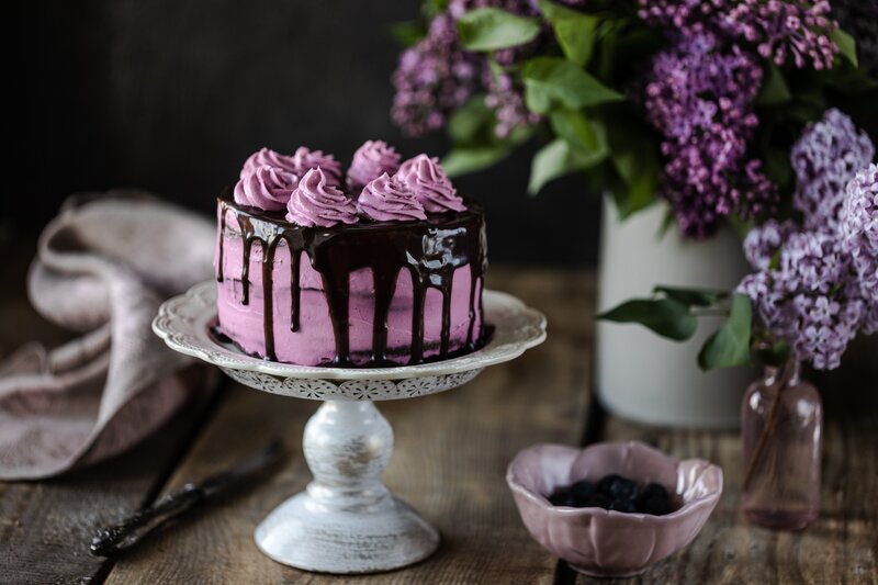Purple Cake on Stand