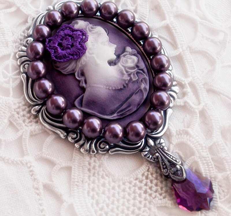 Purple Cameo Brooch